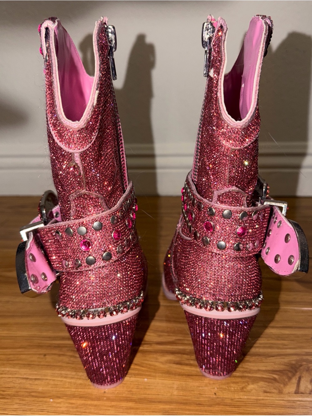 Pink Rhinestone Boot Heels NEW - Picture 5 of 10